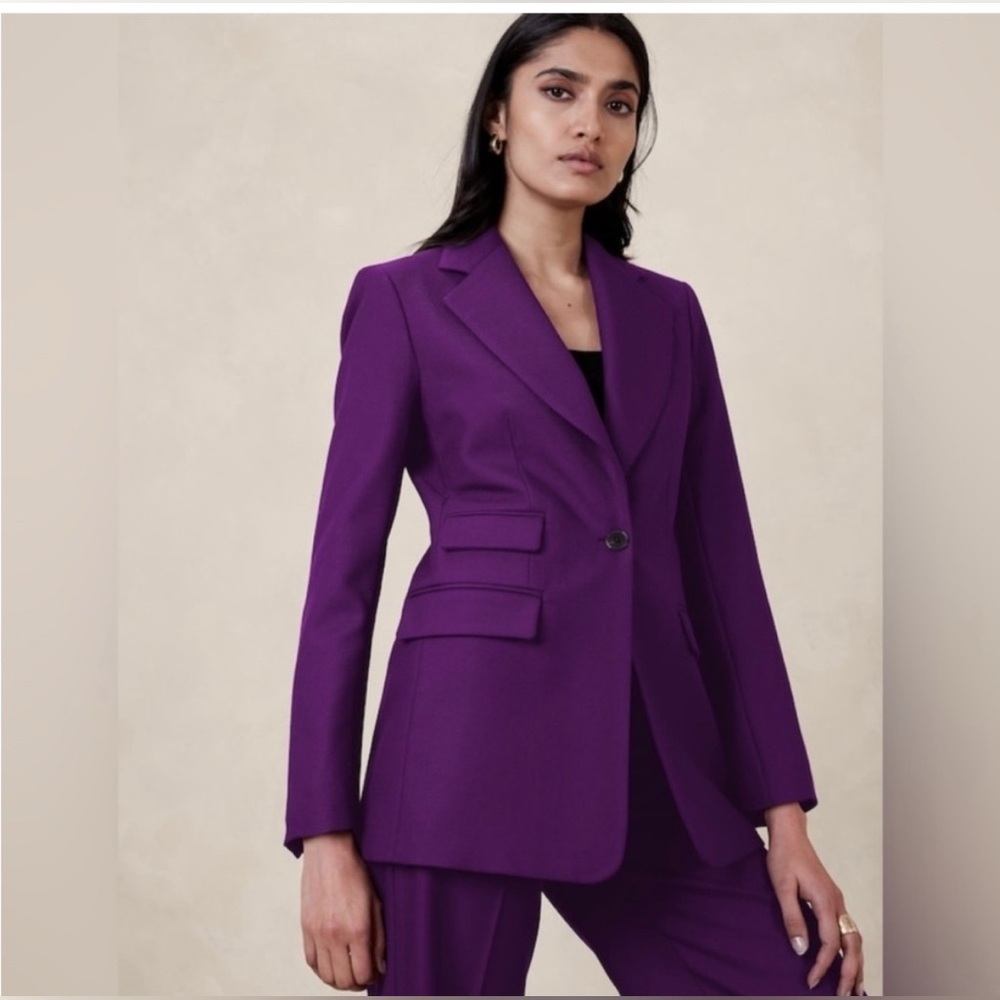 Banana Republic Lido Sculpted Wool Blazer Size 2 Deep Purple Nwt